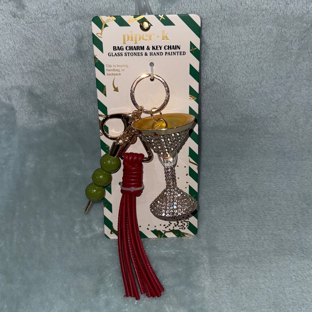 pipe•k Gold, Green and Red Bag Charm & Key Chain - Picture 7 of 7
